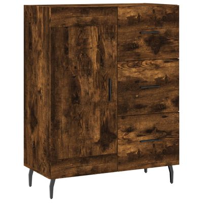 vidaXL Hoge kast 69,5x34x180 cm bewerkt hout gerookt eikenkleurig