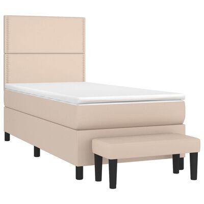 vidaXL Boxspring met matras kunstleer cappuccinokleurig 80x200 cm