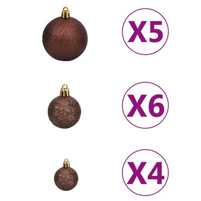 vidaXL Kunstkerstboom met verlichting en kerstballen 150 cm PVC roze