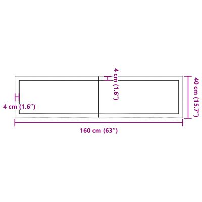 vidaXL Wandschap 160x40x(2-4) cm onbehandeld massief eikenhout