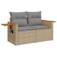 vidaXL Tuinbank 2-zits met kussens poly rattan beige