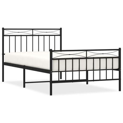 vidaXL Bedframe met hoofd- en voeteneinde metaal zwart 100x200 cm