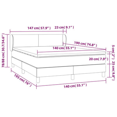 vidaXL Boxspring met matras fluweel donkerblauw 140x190 cm