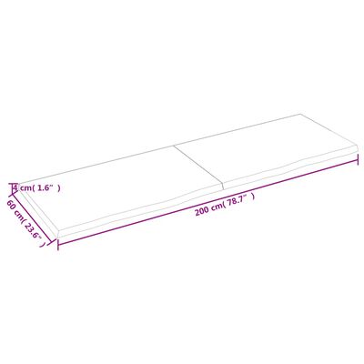 vidaXL Wandschap 200x60x(2-4)cm behandeld massief eikenhout lichtbruin