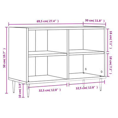 vidaXL Tv-meubel 69,5x30x50 cm bewerkt hout wit