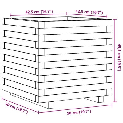 vidaXL Plantenbak 50x50x49,5 cm massief grenenhout wit