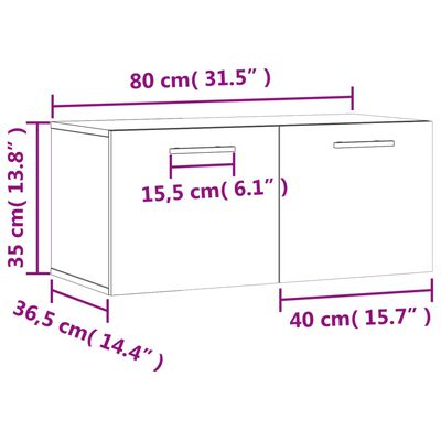 vidaXL Wandkast 80x36,5x35 cm bewerkt hout grijs sonoma eikenkleurig