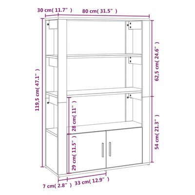 vidaXL Dressoir 80x30x119,5 cm bewerkt hout bruin eikenkleur