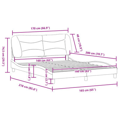 vidaXL Bedframe met hoofdbord kunstleer zwart 160x200 cm