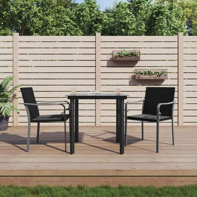 vidaXL 3-delige Tuinset met kussens poly rattan en staal