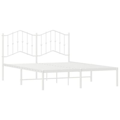 vidaXL Bedframe met hoofdbord metaal wit 135x190 cm