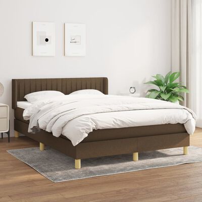 vidaXL Boxspring met matras stof donkerbruin 140x200 cm