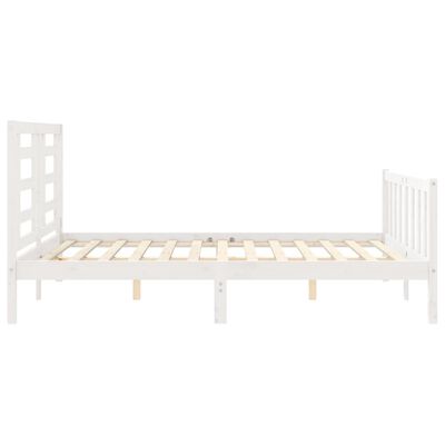 vidaXL Bedframe met hoofdbord massief hout wit 160x200 cm