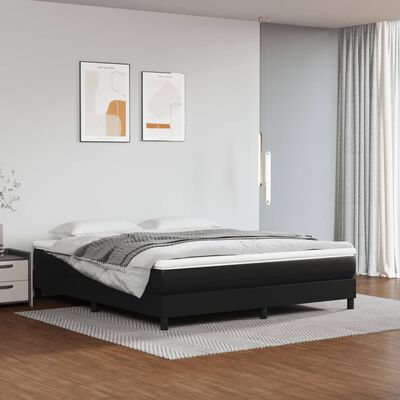 vidaXL Boxspring met matras kunstleer zwart 180x200 cm