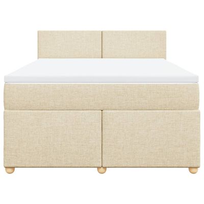 vidaXL Boxspring met matras stof crèmekleurig 160x200 cm