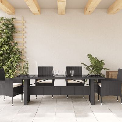 vidaXL Tuintafel met glazen blad 240x90x75 cm poly rattan