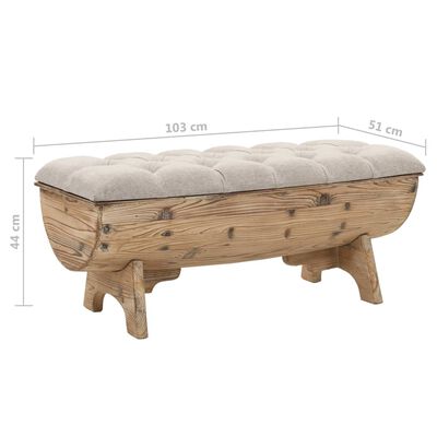 vidaXL Opbergbankje 103x51x44 cm massief hout en stof