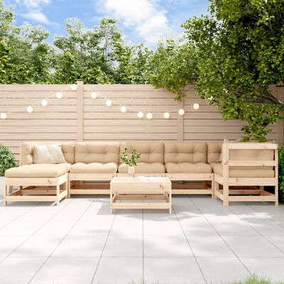 vidaXL 8-delige Loungeset met kussens massief hout