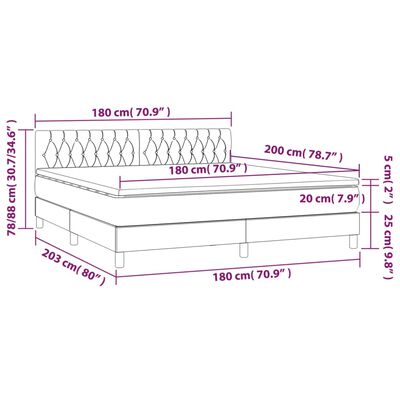 vidaXL Boxspring met matras fluweel lichtgrijs 180x200 cm