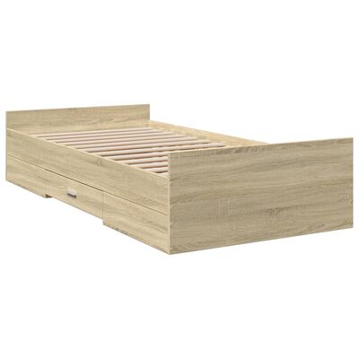 vidaXL Bedframe met lades bewerkt hout sonoma eikenkleurig 75x190 cm