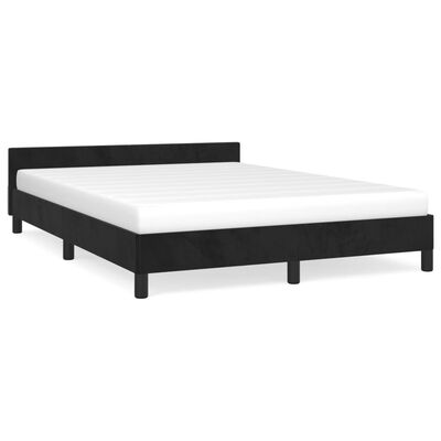 vidaXL Bedframe met hoofdeinde fluweel zwart 140x200 cm