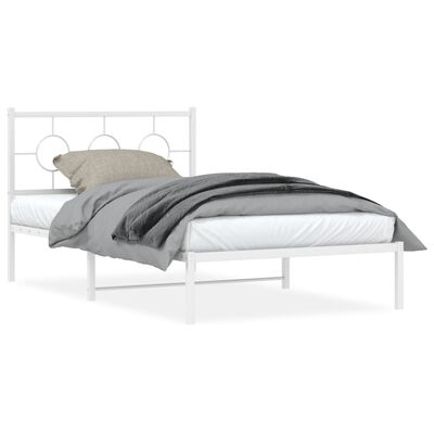 vidaXL Bedframe met hoofd- en voeteneinde metaal wit 107x203 cm