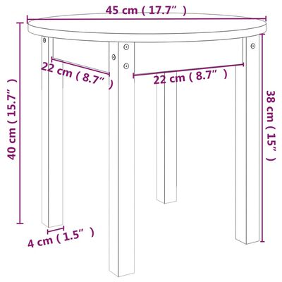 vidaXL Salontafel Ø 45x40 cm massief grenenhout grijs