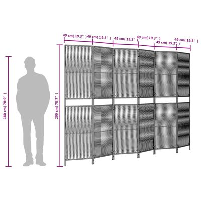 vidaXL Kamerscherm 6 panelen poly rattan beige