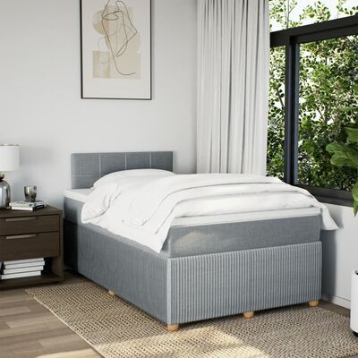 vidaXL Boxspring met matras stof lichtgrijs 120x190 cm