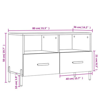 vidaXL Tv-meubel 80x36x50 cm bewerkt hout betongrijs