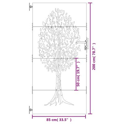 vidaXL Poort 85x200 cm boomontwerp cortenstaal