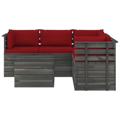 vidaXL 6-delige Loungeset met kussens pallet massief grenenhout