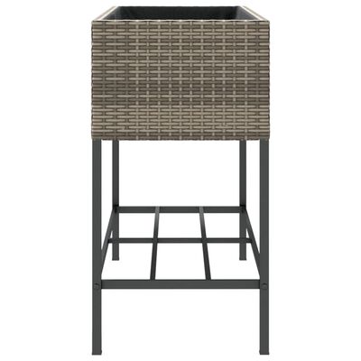 vidaXL Plantenbakken met schap 2 st 90x40x75 poly rattan grijs