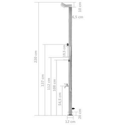 vidaXL Buitendouche met bruine basis 225 cm roestvrij staal