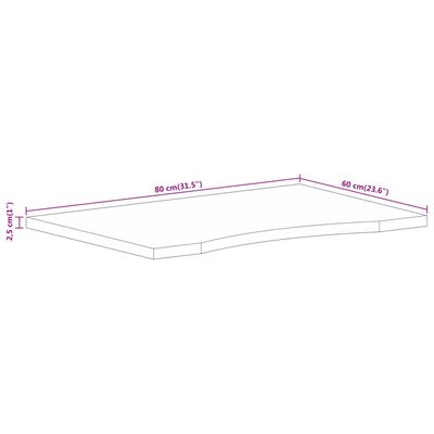 vidaXL Bureaublad met ronding 80x60x2,5 cm massief ruw mangohout