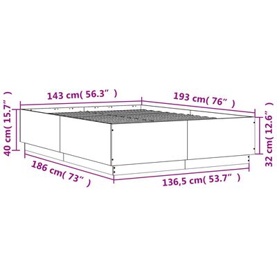 vidaXL Bedframe bewerkt hout grijs sonoma eikenkleurig 140x190 cm