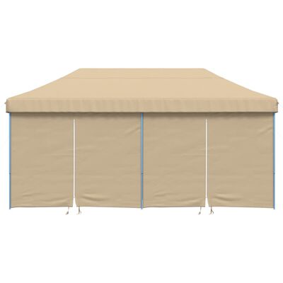 vidaXL Partytent inklapbaar pop-up met 4 zijwanden beige