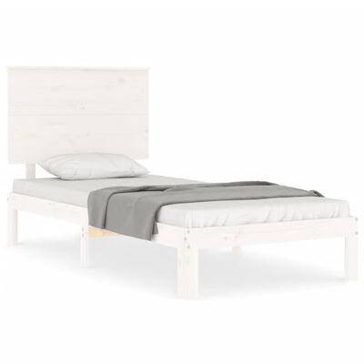 vidaXL Bedframe met hoofdbord massief hout wit 100x200 cm