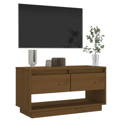 vidaXL Tv-meubel 74x34x40 cm massief grenenhout honingbruin