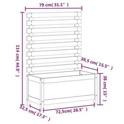 vidaXL Plantenbak met rek 79x39,5x114 cm massief grenenhout