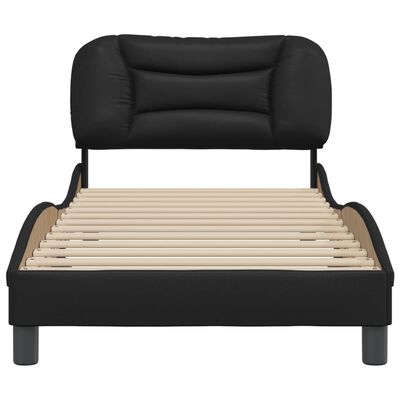 vidaXL Bedframe met hoofdbord kunstleer zwart 90x200 cm