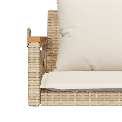 vidaXL Schommelbank met kussens 109x62x40 cm poly rattan beige