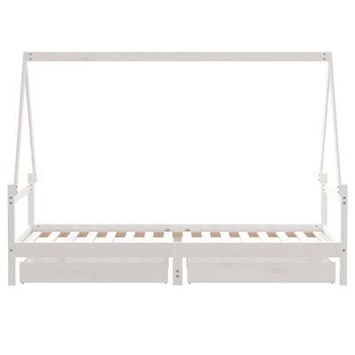 vidaXL Kinderbedframe met lades 90x200 cm massief grenenhout wit