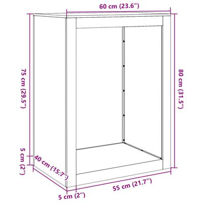 vidaXL Haardhoutrek 60x40x80 cm staal wit