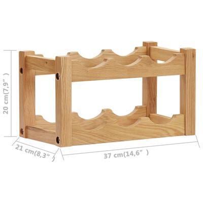 vidaXL Wijnrek voor 6 flessen 37x21x21 cm massief eikenhout