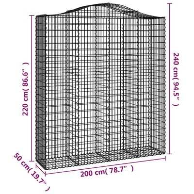 vidaXL Schanskorven 7 st gewelfd 200x50x220/240 cm ijzer