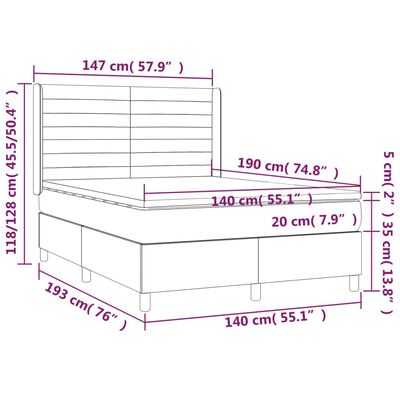 vidaXL Boxspring met matras fluweel zwart 140x190 cm