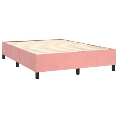 vidaXL Boxspring met matras fluweel roze 140x200 cm