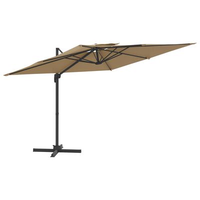 vidaXL Zweefparasol met dubbel dak 300x300 cm taupe