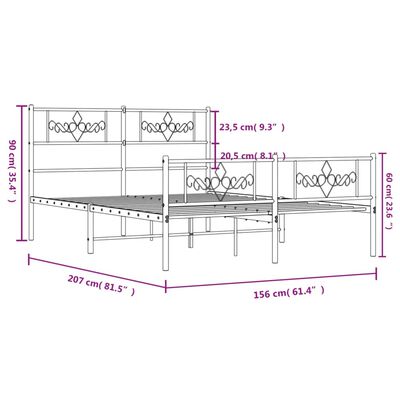 vidaXL Bedframe met hoofd- en voeteneinde metaal wit 150x200 cm